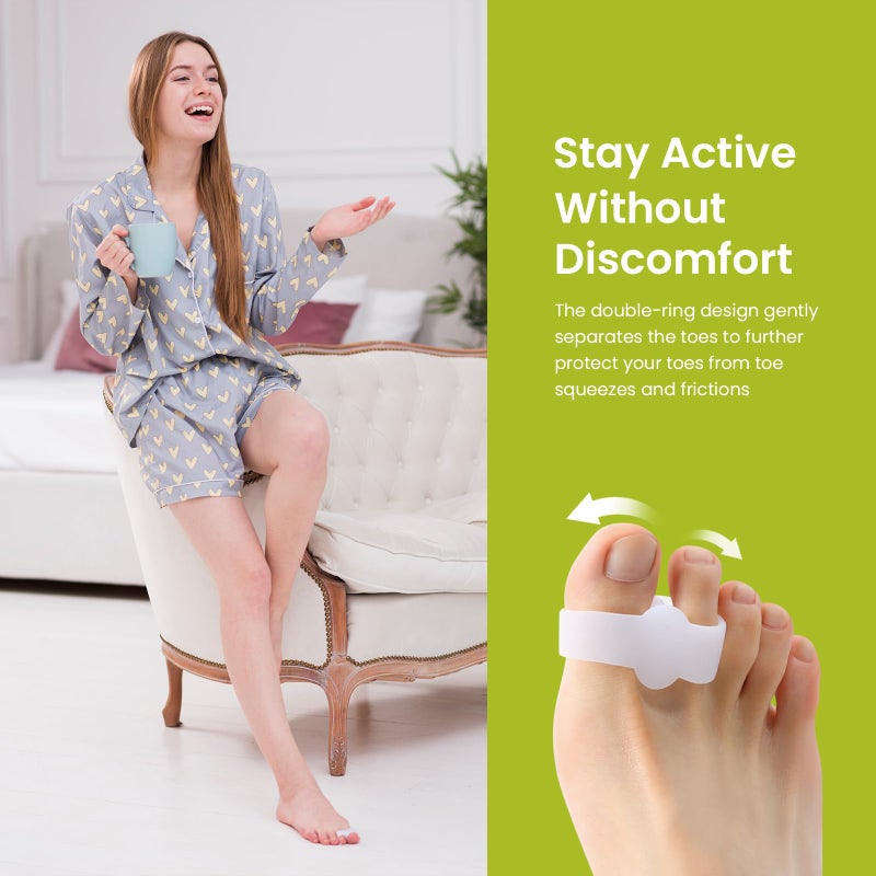 Bukihome Toe Separators Bunion Corrector - 8 Pack Big Toe Spacers with 2 Loops, Suitable for Bunion and Overlapping Toes, Reduce Foot Pain(White) - Image 3